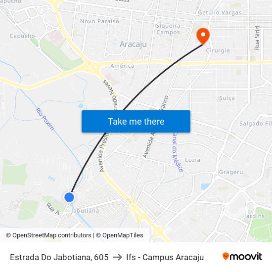 Estrada Do Jabotiana, 605 to Ifs - Campus Aracaju map