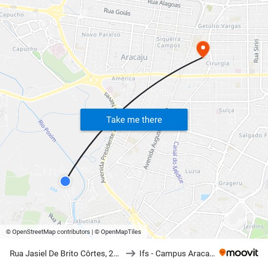 Rua Jasiel De Brito Côrtes, 200 to Ifs - Campus Aracaju map