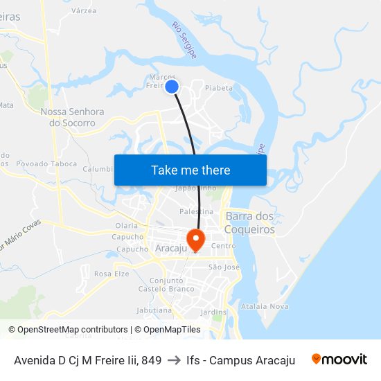 Avenida D Cj M Freire Iii, 849 to Ifs - Campus Aracaju map