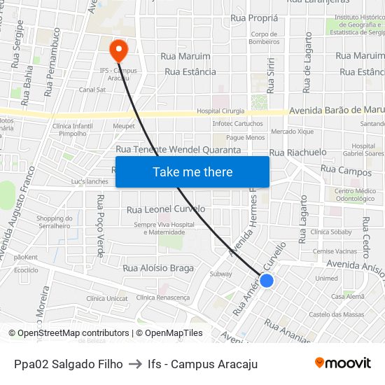 Ppa02 Salgado Filho to Ifs - Campus Aracaju map