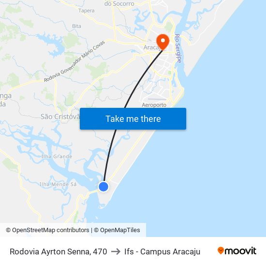 Rodovia Ayrton Senna, 470 to Ifs - Campus Aracaju map