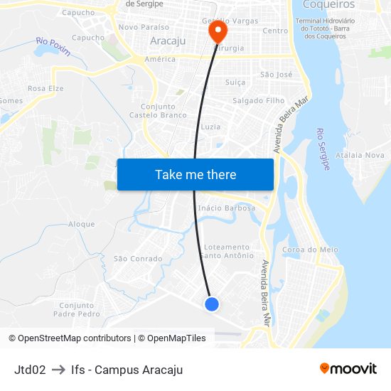 Jtd02 to Ifs - Campus Aracaju map