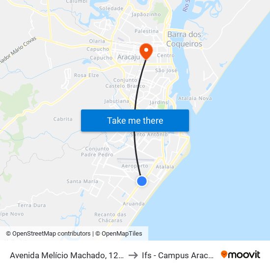 Avenida Melício Machado, 1200 to Ifs - Campus Aracaju map