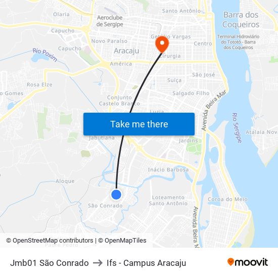 Jmb01 São Conrado to Ifs - Campus Aracaju map