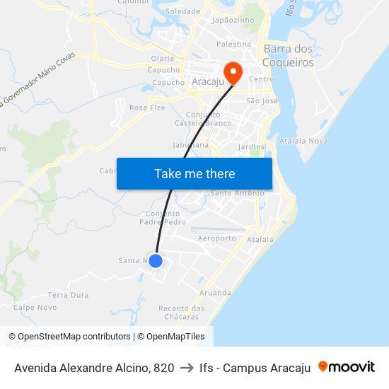 Avenida Alexandre Alcino, 820 to Ifs - Campus Aracaju map