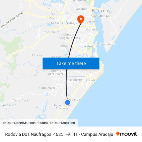 Rodovia Dos Náufragos, 4625 to Ifs - Campus Aracaju map