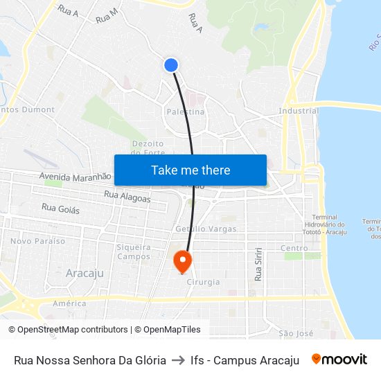 Rua Nossa Senhora Da Glória to Ifs - Campus Aracaju map