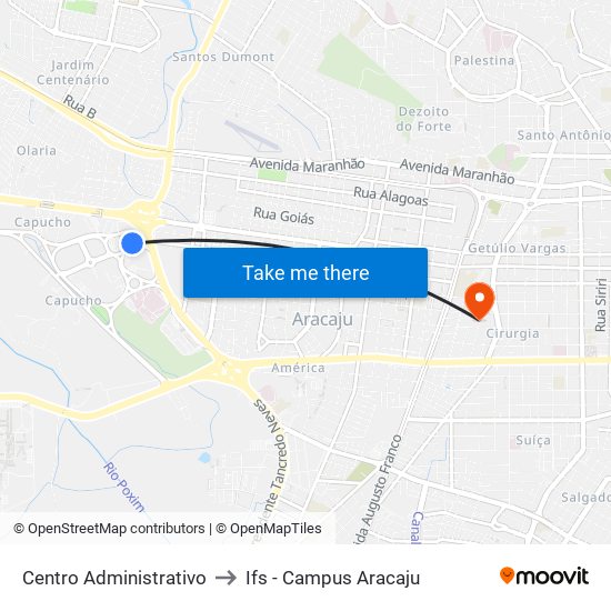 Centro Administrativo to Ifs - Campus Aracaju map