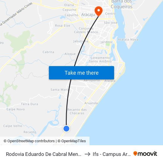 Rodovia Eduardo De Cabral Menezes, 104 to Ifs - Campus Aracaju map