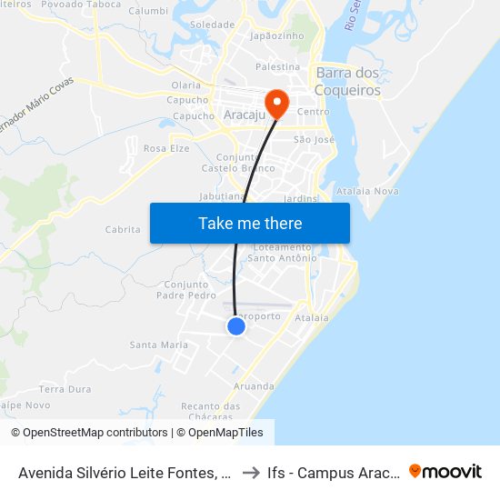 Avenida Silvério Leite Fontes, 160 to Ifs - Campus Aracaju map