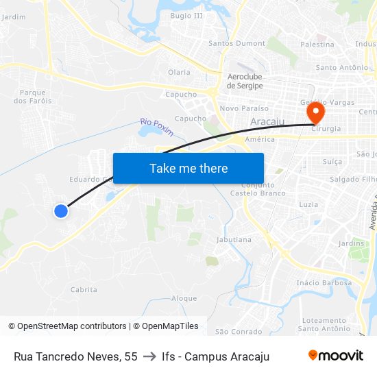 Rua Tancredo Neves, 55 to Ifs - Campus Aracaju map