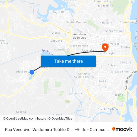 Rua Venerável Valdomiro Teófilo Dos Santos, 540 to Ifs - Campus Aracaju map