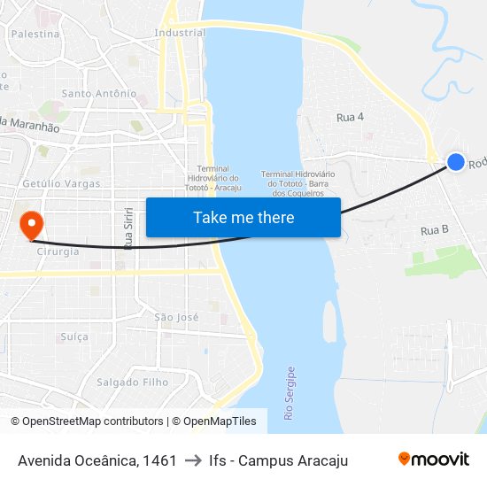 Avenida Oceânica, 1461 to Ifs - Campus Aracaju map