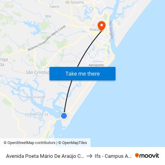 Avenida Poeta Mário De Araújo Cabral, 269 to Ifs - Campus Aracaju map