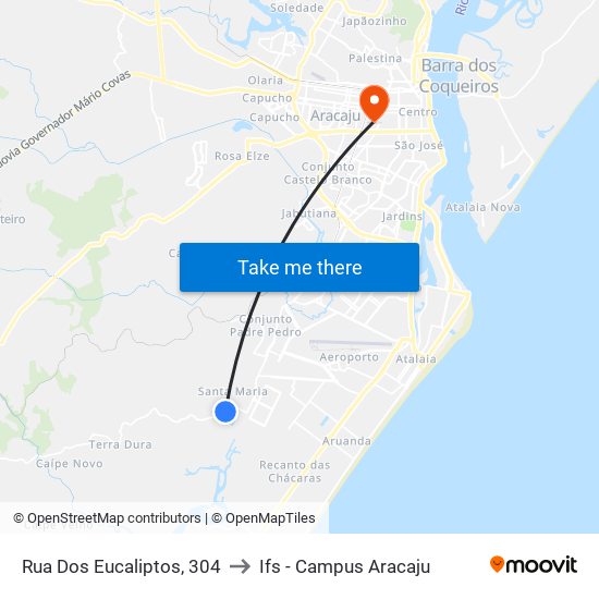 Rua Dos Eucaliptos, 304 to Ifs - Campus Aracaju map
