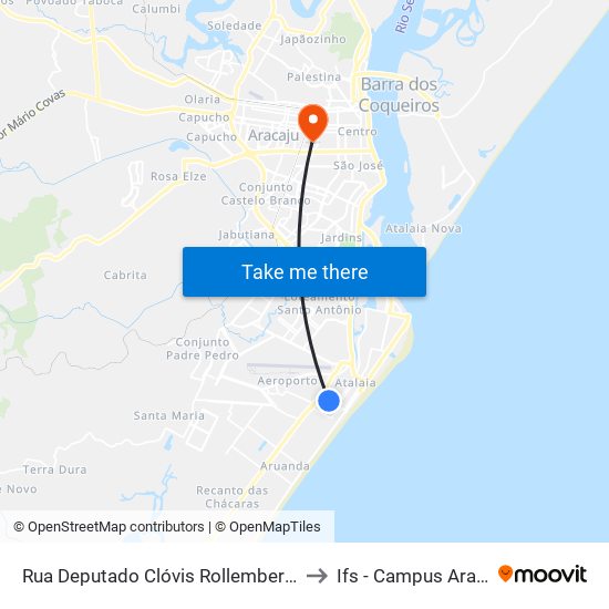 Rua Deputado Clóvis Rollemberg, 605 to Ifs - Campus Aracaju map