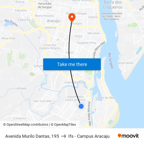 Avenida Murilo Dantas, 195 to Ifs - Campus Aracaju map