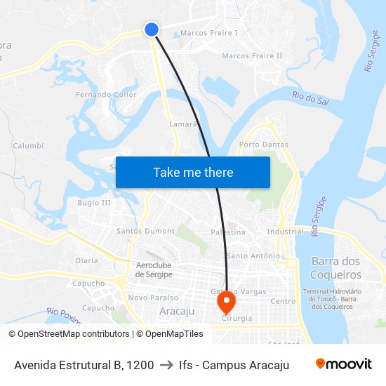 Avenida Estrutural B, 1200 to Ifs - Campus Aracaju map