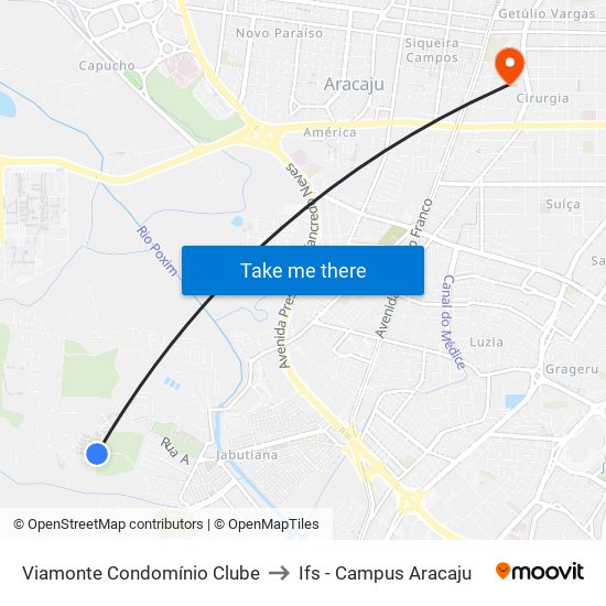 Viamonte Condomínio Clube to Ifs - Campus Aracaju map