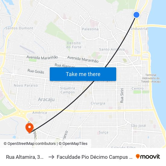 Rua Altamira, 386 to Faculdade Pio Décimo Campus III map