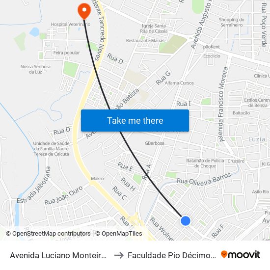 Avenida Luciano Monteiro Sobral, 465 to Faculdade Pio Décimo Campus III map