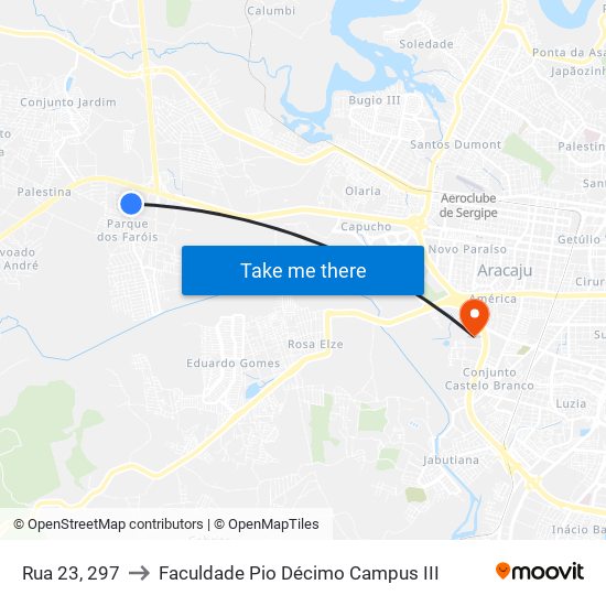 Rua 23, 297 to Faculdade Pio Décimo Campus III map