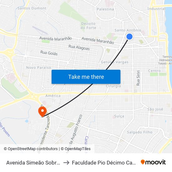 Avenida Simeão Sobral, 971 to Faculdade Pio Décimo Campus III map