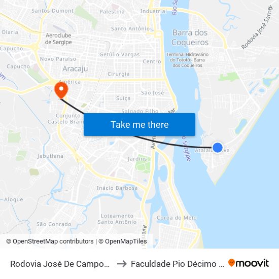 Rodovia José De Campos, Km 4,7 Sul to Faculdade Pio Décimo Campus III map