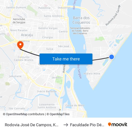 Rodovia José De Campos, Km 2,8 Sul | Praia Da Costa to Faculdade Pio Décimo Campus III map