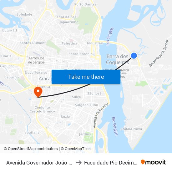 Avenida Governador João Alves Filho, 700 to Faculdade Pio Décimo Campus III map