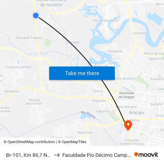 Br-101, Km 86,7 Norte to Faculdade Pio Décimo Campus III map