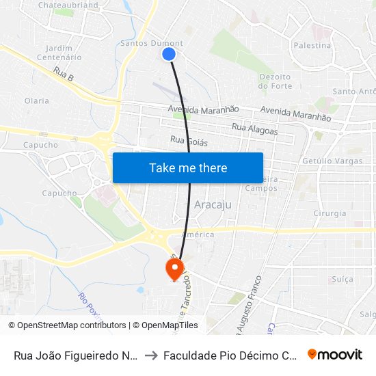 Rua João Figueiredo Neto, 218 to Faculdade Pio Décimo Campus III map