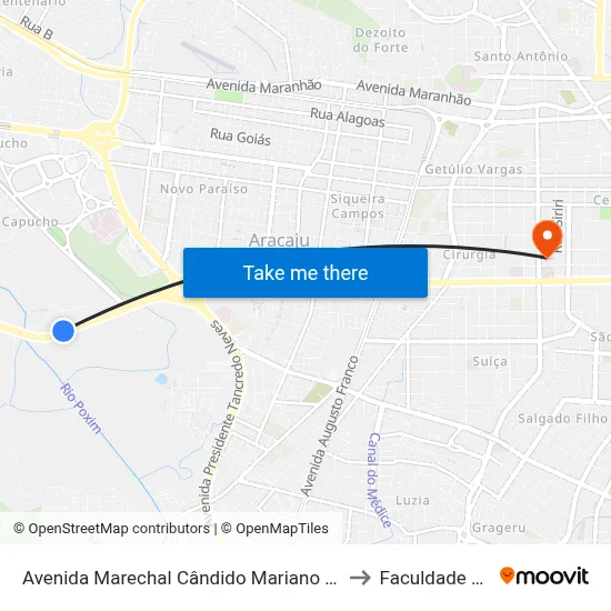 Avenida Marechal Cândido Mariano Da Silva Rondon, 1334 to Faculdade Amadeus map