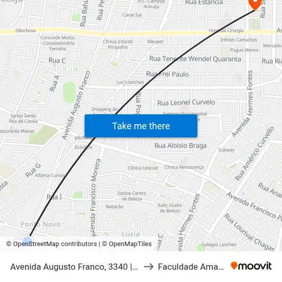 Avenida Augusto Franco, 3340 | Emurb to Faculdade Amadeus map