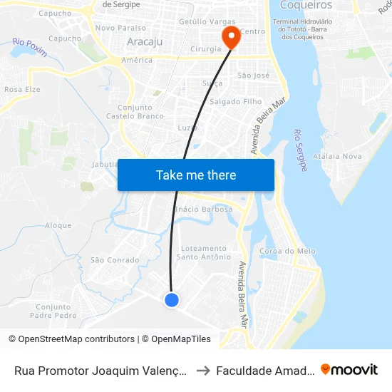 Rua Promotor Joaquim Valença, 352 to Faculdade Amadeus map