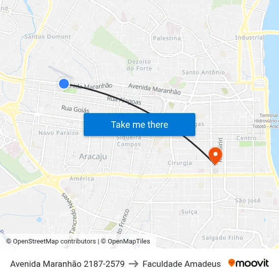 Avenida Maranhão 2187-2579 to Faculdade Amadeus map