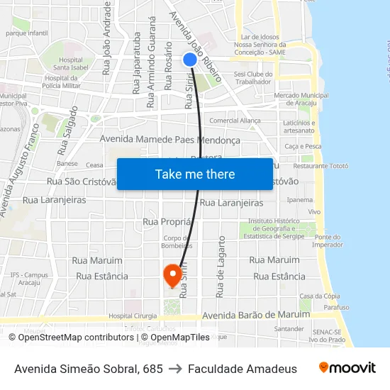 Avenida Simeão Sobral, 685 to Faculdade Amadeus map