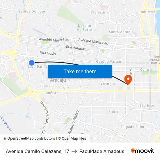 Avenida Camilo Calazans, 17 to Faculdade Amadeus map