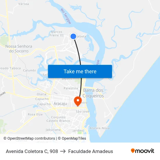 Avenida Coletora C, 908 to Faculdade Amadeus map