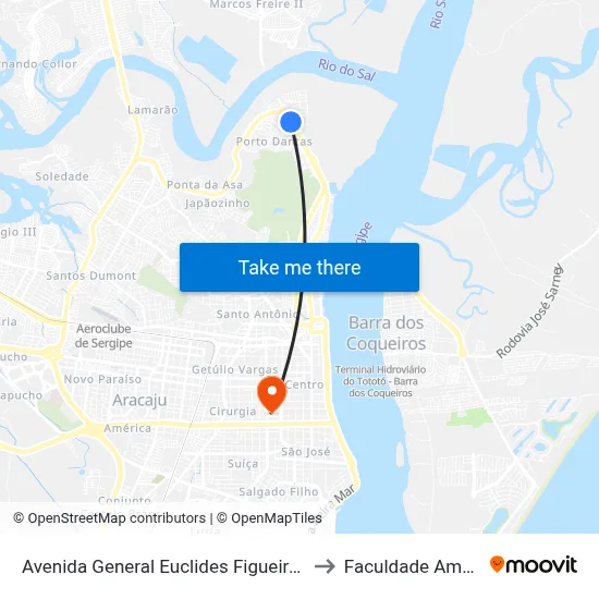 Avenida General Euclides Figueiredo, 2101 to Faculdade Amadeus map