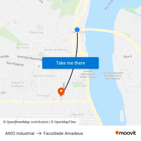 Alt02 Industrial to Faculdade Amadeus map
