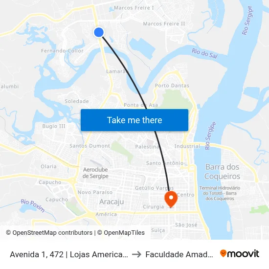 Avenida 1, 472 | Lojas Americanas to Faculdade Amadeus map