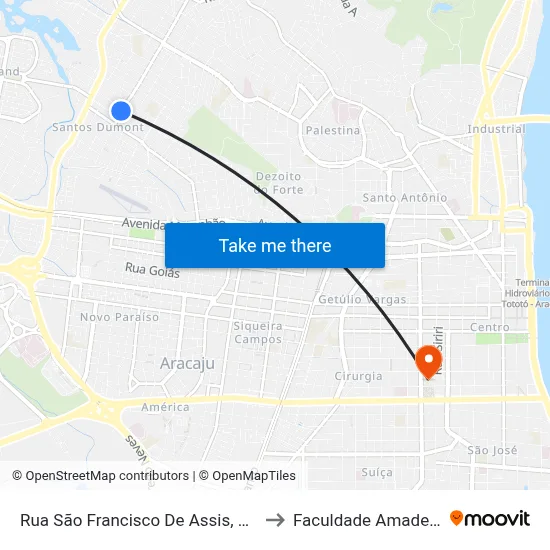 Rua São Francisco De Assis, 537 to Faculdade Amadeus map