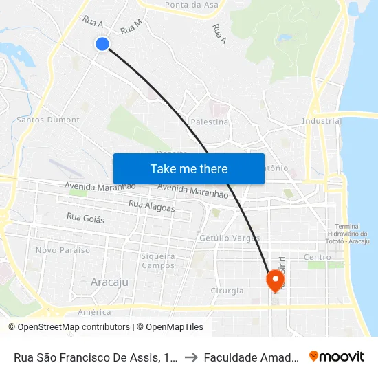 Rua São Francisco De Assis, 1601 to Faculdade Amadeus map