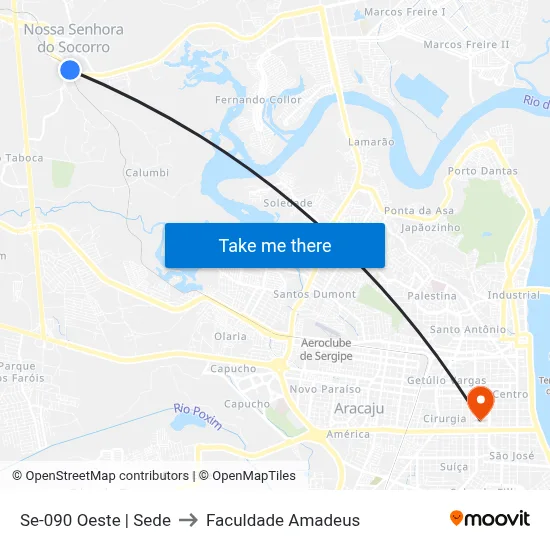 Se-090 Oeste | Sede to Faculdade Amadeus map
