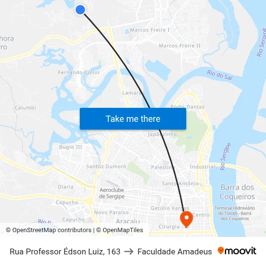 Rua Professor Édson Luiz, 163 to Faculdade Amadeus map