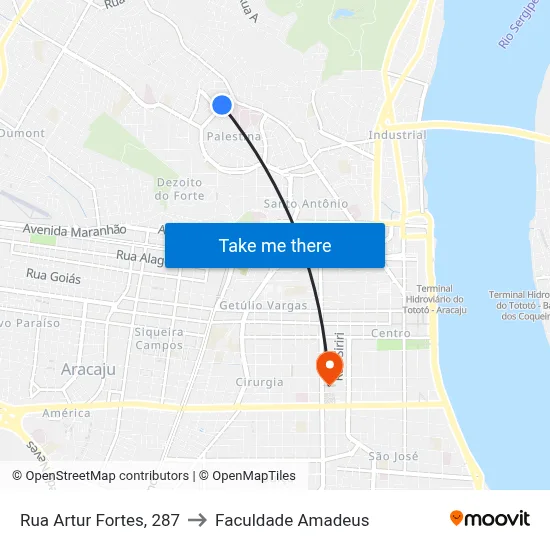 Rua Artur Fortes, 287 to Faculdade Amadeus map