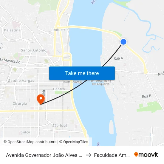 Avenida Governador João Alves Filho, 305 to Faculdade Amadeus map