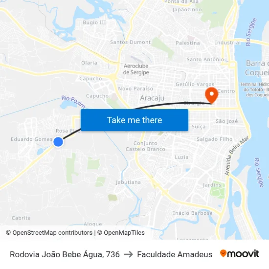 Rodovia João Bebe Água, 736 to Faculdade Amadeus map