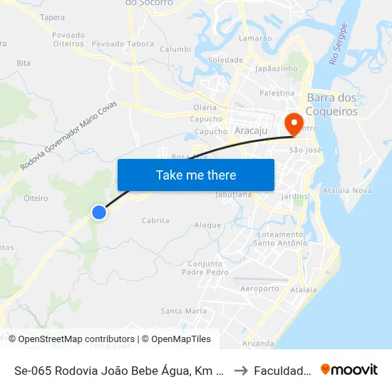 Se-065 Rodovia João Bebe Água, Km 7,8 Leste | Entrada Para Camboatá to Faculdade Amadeus map